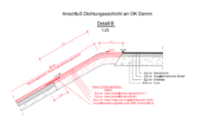 Detail B_Anschluss Dichtungsschicht an OK Damm
